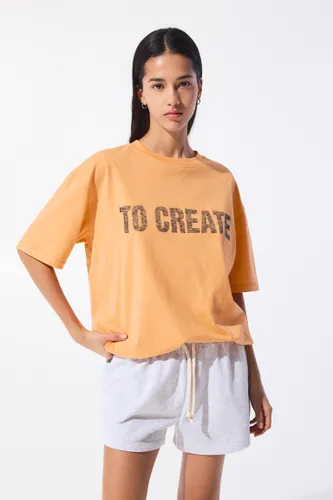 T-Shirt Orange Inscription - Pull&Bear - Modalova