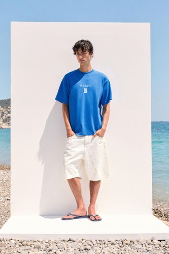 Bermuda En Jean Baggy Ample Peinture - Pull&Bear - Modalova