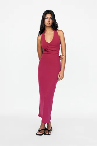 Robe Midi Encolure Américaine Maille - Pull&Bear - Modalova