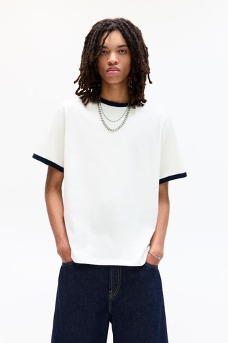 T-Shirt À Côtes Contrastées - Pull&Bear - Modalova