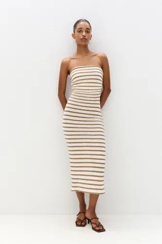 Robe Midi À Rayures Rustique - Pull&Bear - Modalova