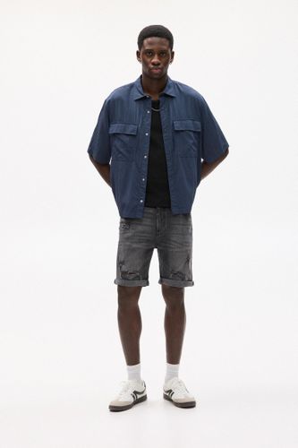 Bermuda En Jean Slim Déchirures - Pull&Bear - Modalova