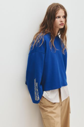 Sweat Bleu Brodé - Pull&Bear - Modalova