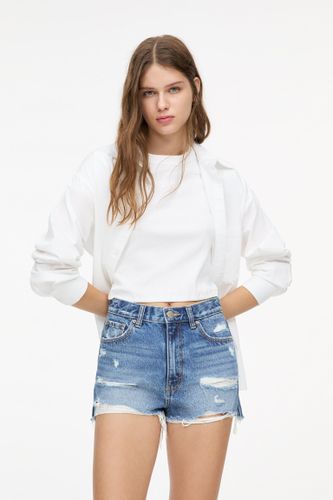 Short En Jean Déchiré - Pull&Bear - Modalova