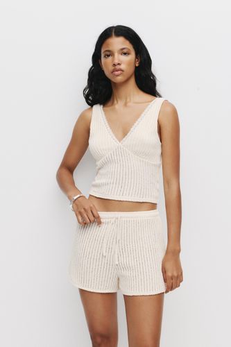 Short En Maille Ajourée - Pull&Bear - Modalova