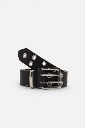 Ceinture Noire En Similicuir À Œillets - Pull&Bear - Modalova