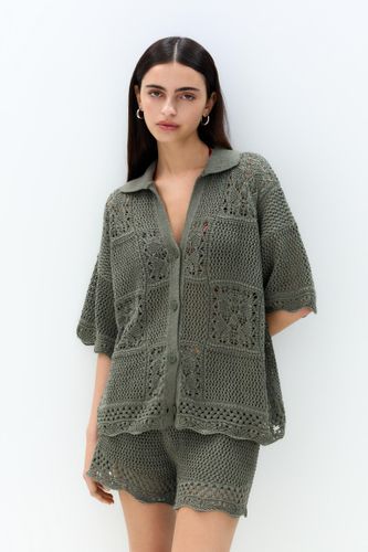 Chemise Manches Courtes Crochet Ondulations - Pull&Bear - Modalova