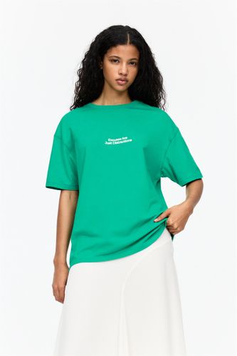 T-Shirt Vert Avec Inscription Contrastante - Pull&Bear - Modalova