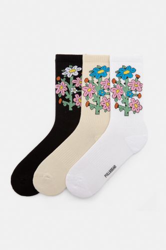 Lot 3 Paires De Chaussettes Fleurs - Pull&Bear - Modalova