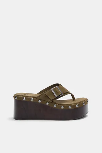 Sandales Compensées Rivets Cuir - Pull&Bear - Modalova