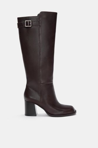 Bottes Hautes À Talon En Cuir - Pull&Bear - Modalova