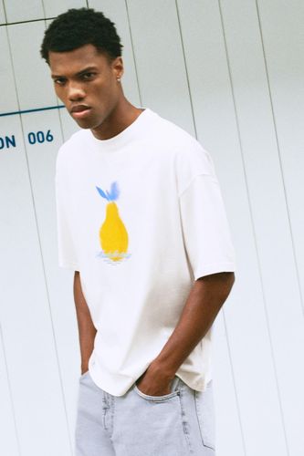 T-Shirt Citron Et Texte Brodé - Pull&Bear - Modalova