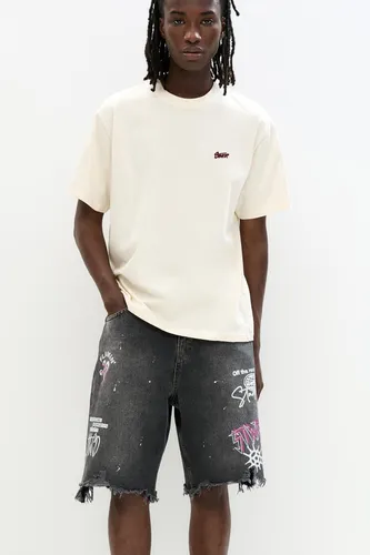 Bermuda En Jean Imprimé Déchiré - Pull&Bear - Modalova