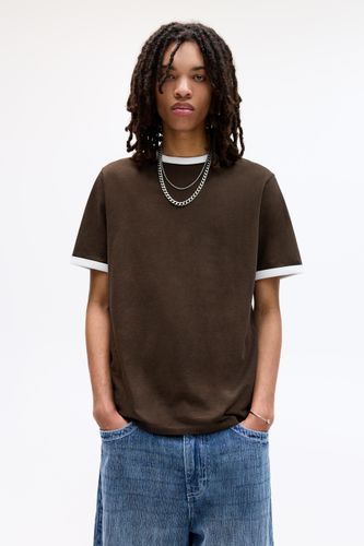 T-Shirt Manches Courtes Bord-Côte Contrasté - Pull&Bear - Modalova