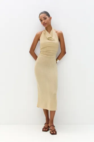 Robe Midi En Maille Coupée - Pull&Bear - Modalova