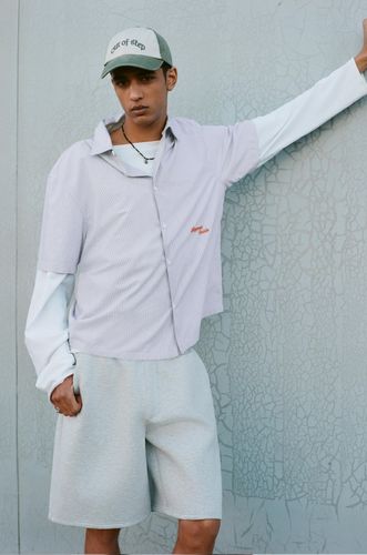 Chemise Popeline Rayée Manches Courtes - Pull&Bear - Modalova