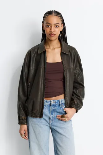 Blouson Bomber En Similicuir - Pull&Bear - Modalova