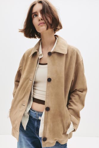 Veste 100 % Cuir Daim - Pull&Bear - Modalova