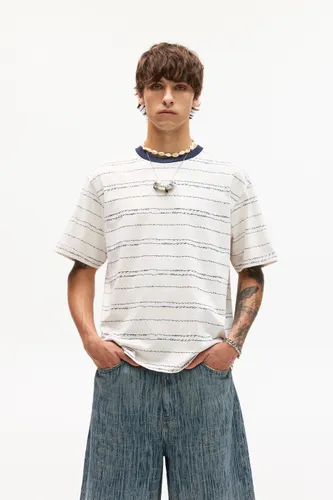 T-Shirt À Rayures Col Contrastant - Pull&Bear - Modalova