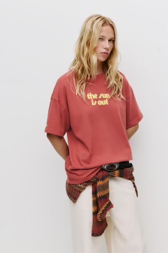 T-Shirt Rouge Inscription - Pull&Bear - Modalova