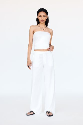 Pantalon Droit En Lin - Pull&Bear - Modalova