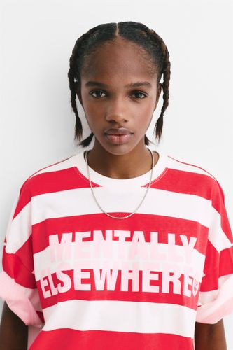 T-Shirt Rayures Texte - Pull&Bear - Modalova