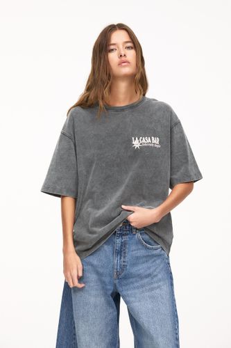T-Shirt Gris Graphique Serviettes - Pull&Bear - Modalova