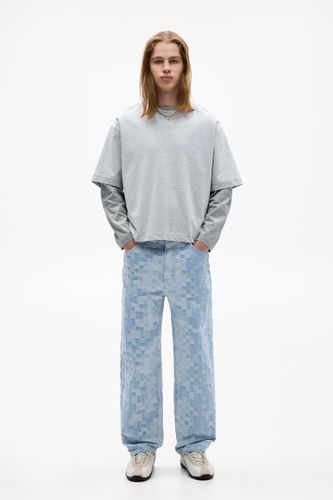 Jean Baggy À Carreaux Stwd - Pull&Bear - Modalova