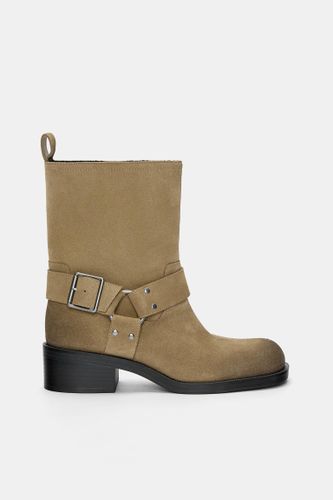 Bottines Biker Cuir - Pull&Bear - Modalova