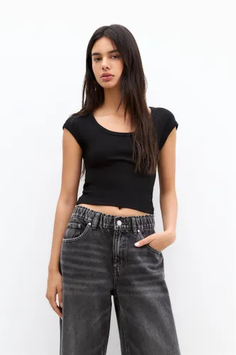 T-Shirt Manches Courtes Maille Côtelée - Pull&Bear - Modalova