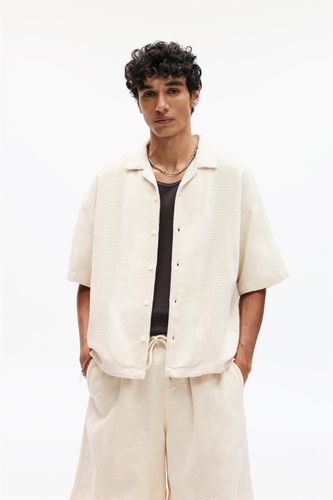 Chemise Manches Courtes Rayures Texture - Pull&Bear - Modalova
