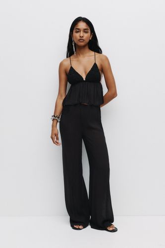 Pantalon Rustique Brodé Au Crochet - Pull&Bear - Modalova