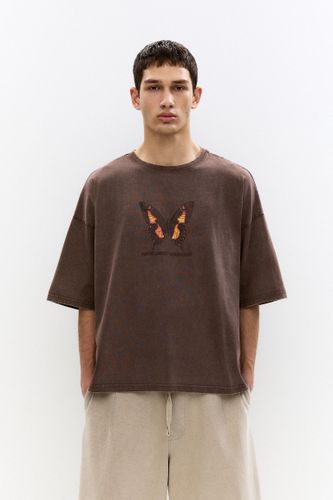T-Shirt Papillon Délavé - Pull&Bear - Modalova
