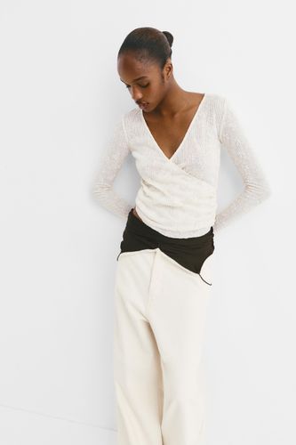 Top Cache-Cœur En Maille À Fleurs - Pull&Bear - Modalova