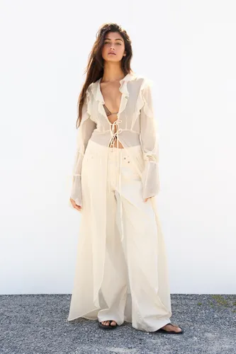 Kimono Long En Dentelle Avec Volants - Pull&Bear - Modalova