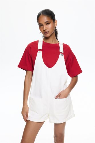 Salopette En Jean Courte Poches - Pull&Bear - Modalova