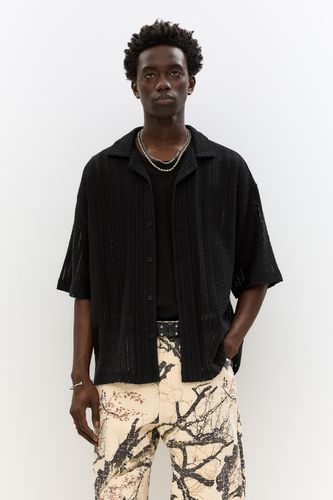 Chemise Manches Courtes Noire Texturée - Pull&Bear - Modalova