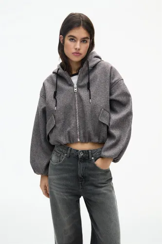 Veste Bomber Cropped En Mélange De Laine - Pull&Bear - Modalova