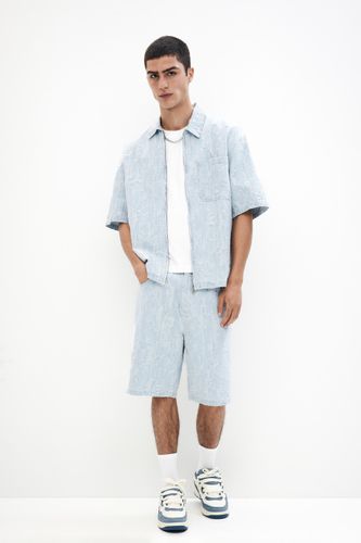 Bermuda En Jean Baggy Jacquard - Pull&Bear - Modalova