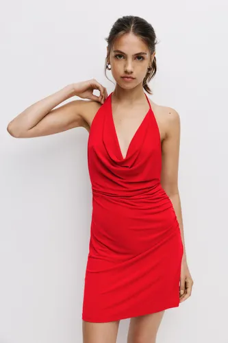 Robe Courte Encolure Américaine Drapée - Pull&Bear - Modalova