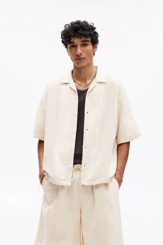 Chemise Manches Courtes Rayures Texture - Pull&Bear - Modalova