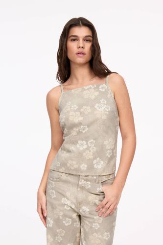 Top Denim Fleurs Bretelles - Pull&Bear - Modalova