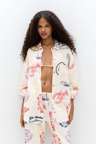 Chemise Imprimée Manches Longues - Pull&Bear - Modalova