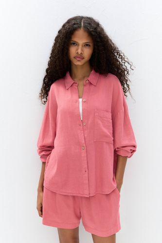 Chemise À Manches Longues En Lin - Pull&Bear - Modalova