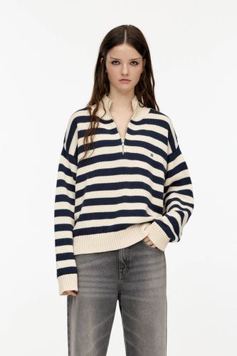 Pull À Rayures À Col Zippé - Pull&Bear - Modalova