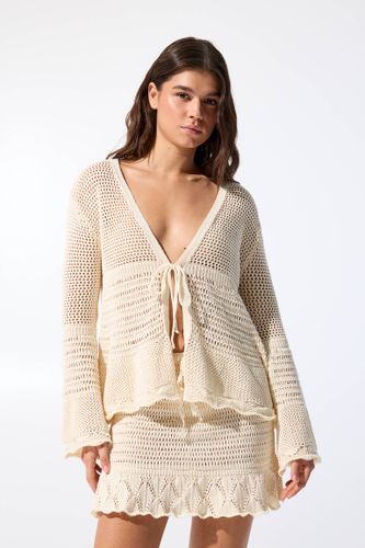 Veste En Crochet Avec Nœud - Pull&Bear - Modalova