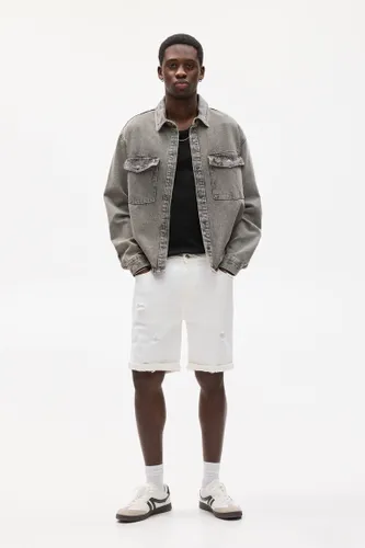 Bermuda En Jean Slim Déchirures - Pull&Bear - Modalova