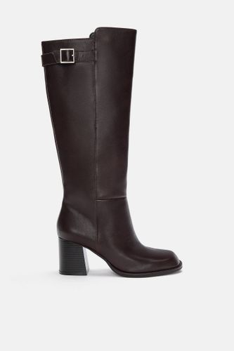 Bottes Hautes À Talon En Cuir - Pull&Bear - Modalova