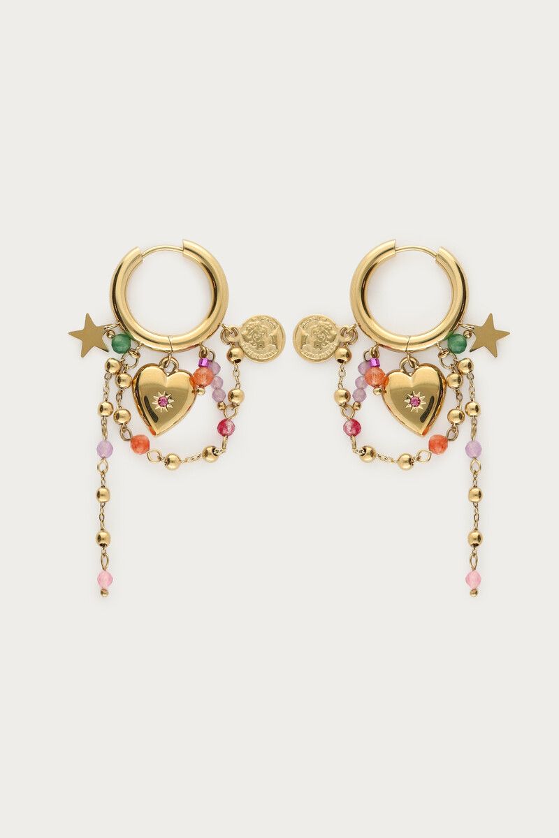 Boucles d'oreilles chaîne avec perles fantaisie multicolores | - My jewellery - Modalova