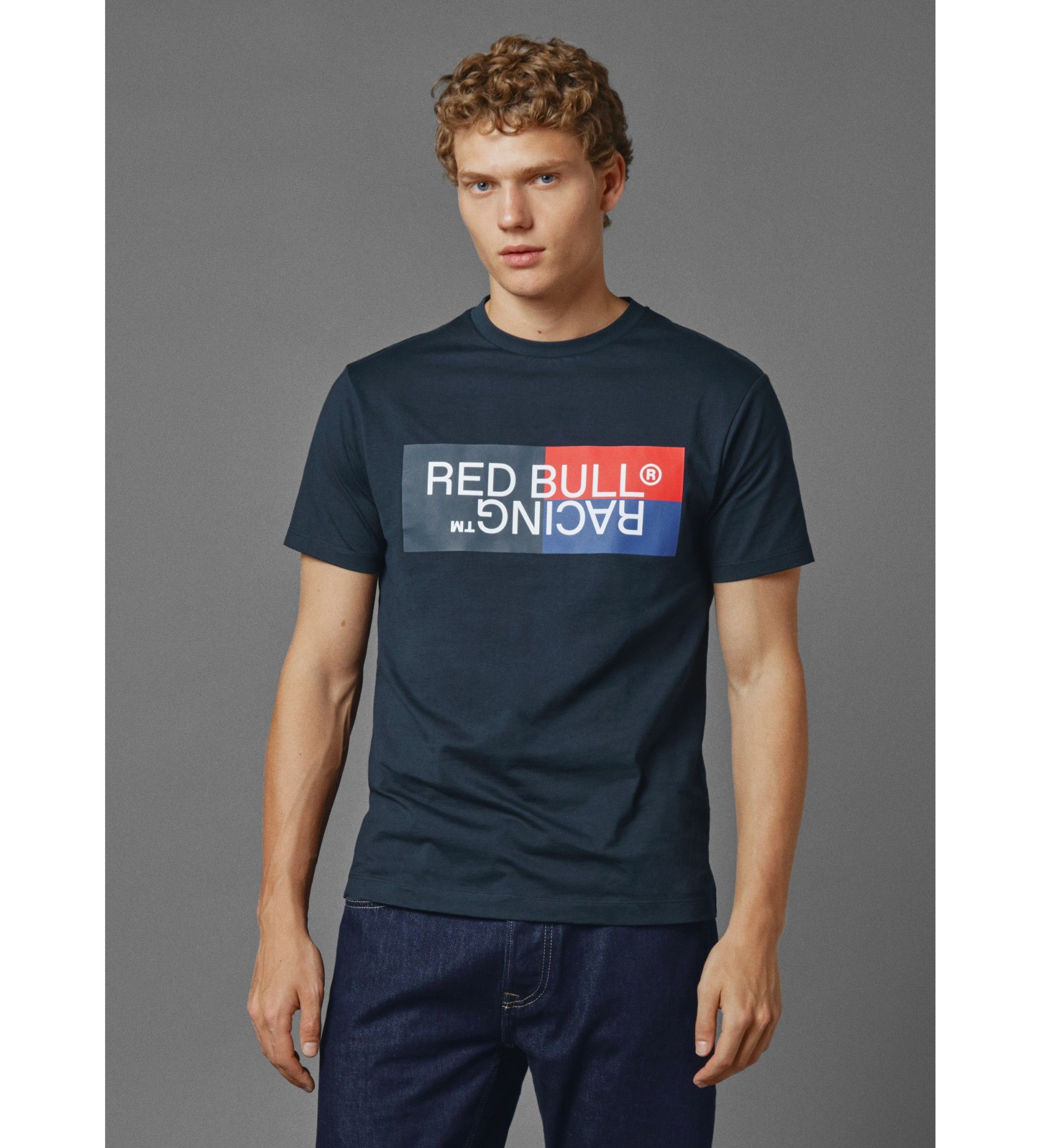 Til mænd. RM500001 Navy t-shirt med trykt logo (S), Casual, Bomuld, Korte ærmer - Red Bull Racing x Pepe Jeans - Modalova
